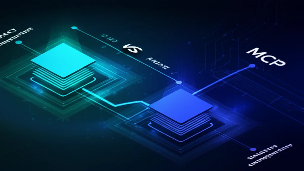 Terminal showing CLI-first AI agent architecture versus MCP protocol diagram